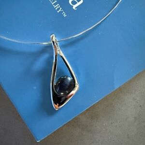 Lia Sophia Silver Necklace with Black Stone
